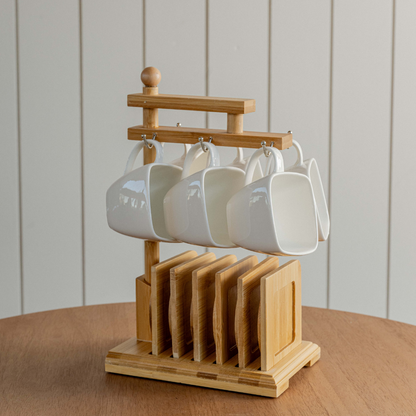 Juego de cafè x 6 unidades con soporte de madera. - BAI